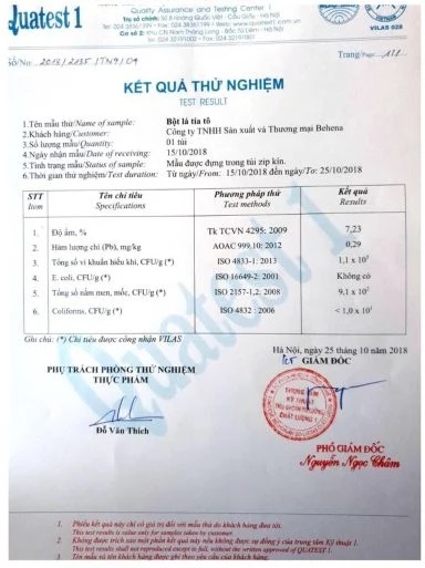 Kết quả thử nghiệm